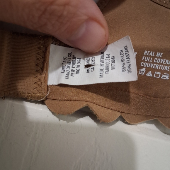 Aerie Real Me Full Coverage Bra 34A Scalloped Edges Neutral Tan Nude - Picture 5 of 9